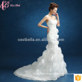 Cheap Appliqued Mermaid Stock vestido de novia con lentejuelas y 3D flor